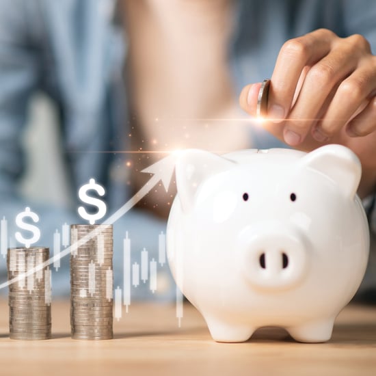 Piggy bank with stacks of coins