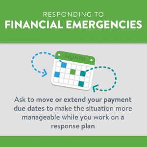 Responding to financial emergencies image - Ask to move or extend your payment due dates to make the situation more manageable while you work on a response plan.