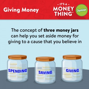 Giving Money - The concept of three money jars can help you set aside money for giving to a cause that you believe in